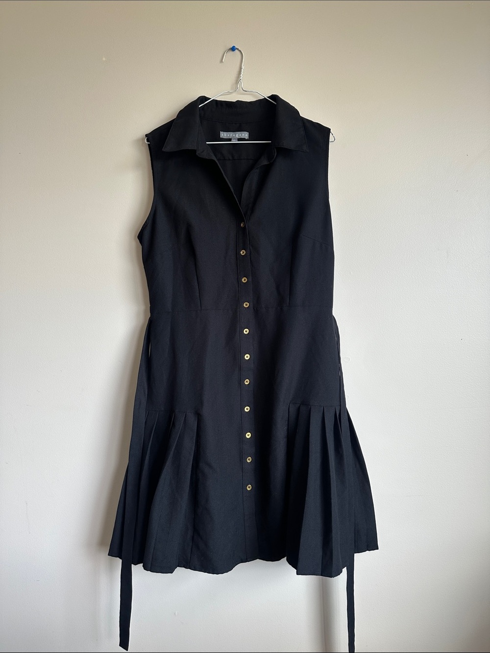 Sharagano Black Sleeveless Button-Front Mini Dress